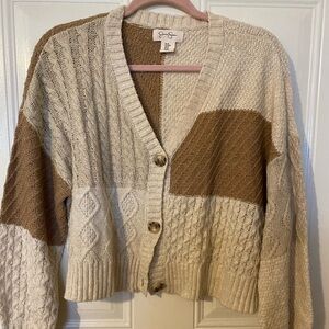 Jessica Simpson Cream and Brown Cardigan